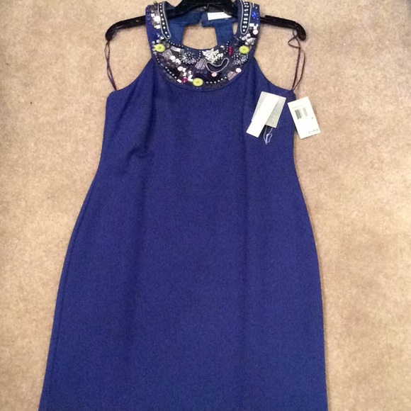 Trina Turk royal blue stretch dress, bling, sequin, 8, nwt - Picture 7 of 7